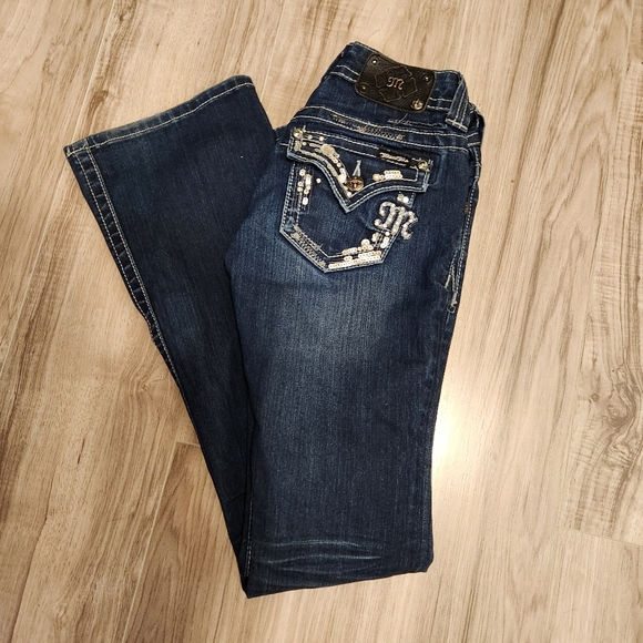 Miss Me Jeans Dark Blue Wash  Bootcut Style Size 25 - Picture 1 of 9